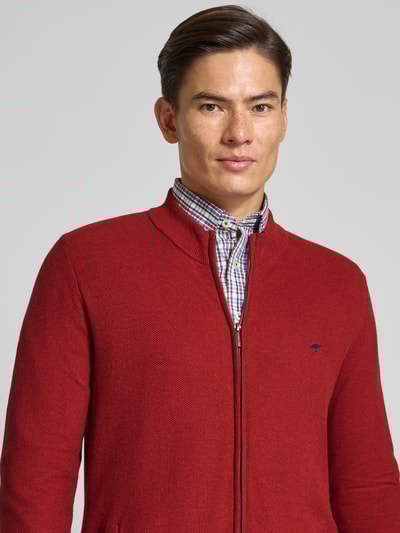 Fynch-Hatton Gebreid jack met logostitching Donkerrood - 3