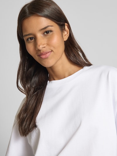 Jake*s Casual Oversized T-Shirt mit geripptem Rundhalsausschnitt Weiss 3