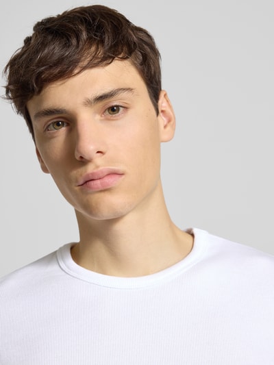 REVIEW T-shirt z prążkowanym okrągłym dekoltem Biały 3