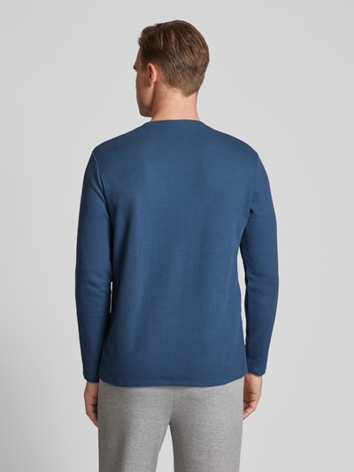 BOSS Longsleeve mit Label-Stitching Modell 'WAFFLE' Jeansblau 5