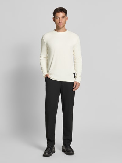 Tom Tailor Denim Regular fit shirt met lange mouwen van geribde katoenmix Offwhite - 1