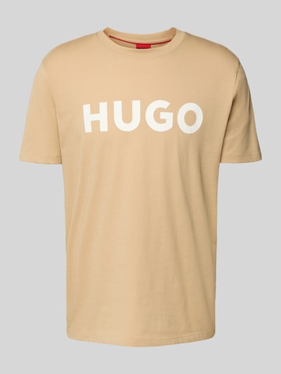 HUGO T-Shirt mit Label-Print Modell 'DULIVIO' Beige 2