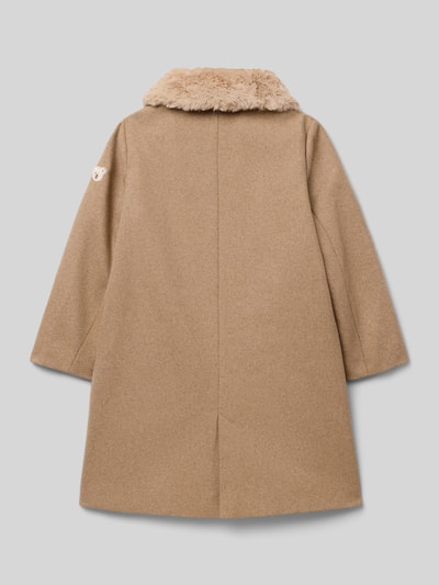 Steiff Regular fit lange jas met kraag van imitatiebont Zand - 3