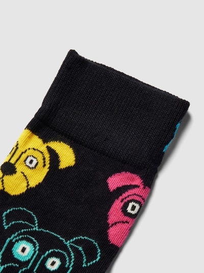 Happy Socks Sokken met all-over motief, model 'Dog' Zwart - 2