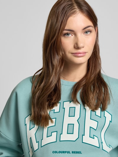 Colourful Rebel Sweatshirt mit Label-Print Helltuerkis 3