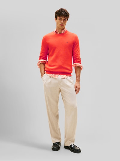 Tommy Hilfiger regular fit gebreide pullover van puur katoen Oranje - 1