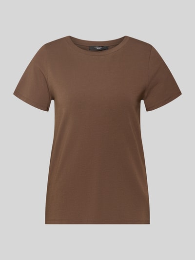 Produktfoto, Regular Fit T-Shirt aus Baumwoll-Mix Modell 'MULTIF' von Weekend Max Mara, Damen T-Shirt, Optik: Unifarben, Logo-Print, Rundhals, Kurzarm, Materialverarbeitung: Jersey, braun, glatte Oberfläche