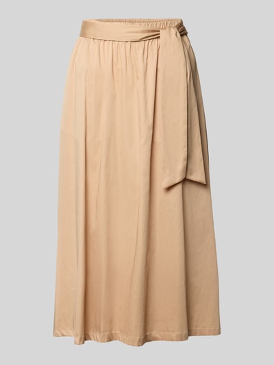 Productfoto, midi-rok uit katoenmix van s.Oliver BLACK LABEL, effen kleuren, licht uitlopend, midilengte, strikceintuur, elastische boord, zij-steekzakken