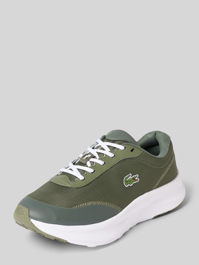 Produktfoto, Sneaker aus Mesh Modell 'NEO RUN ACE' von Lacoste in Olivgrün mit weißen Akzenten, glatter Struktur, Herren Sneaker von Lacoste