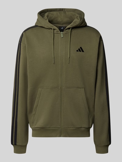 adidas Sportswear Regular Fit Sweatjacke aus Baumwoll-Mix Modell 'M 3S FL FZ HD' Oliv 1