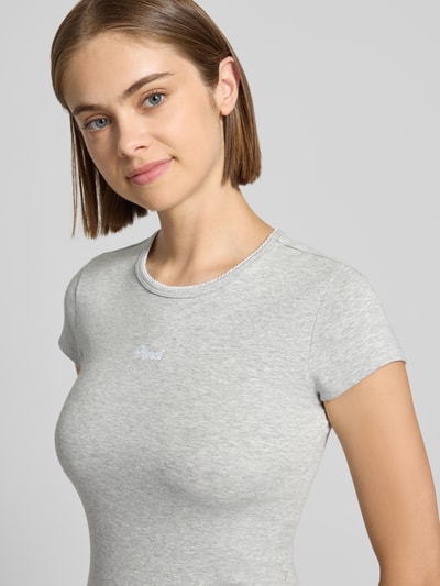 REVIEW T-Shirt mit kleinem Logo-Schriftzug Hellgrau Melange 3