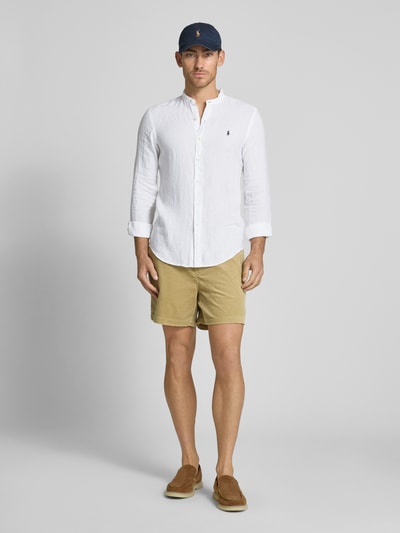 Polo Ralph Lauren Slim Fit Leinenhemd mit Stehkragen Beige 1