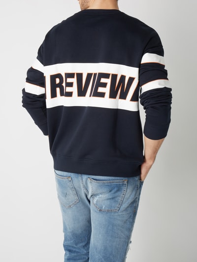 REVIEW Relaxed Fit Sweatshirt mit Kontraststreifen Dunkelblau 5