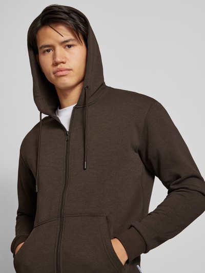 Jack & Jones Sweatjack met steekzakken opzij, model 'BRADLEY' Donkerbruin - 3