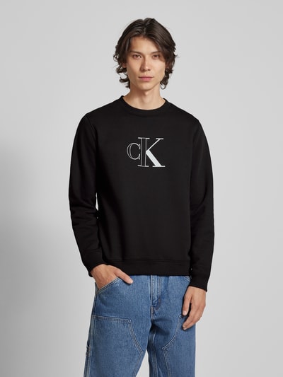 Calvin Klein Jeans Sweatshirt mit Label-Print Modell 'OUTLINE' Black 4