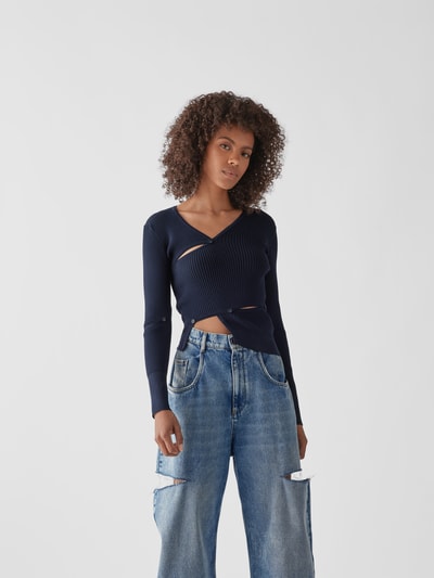 Jacquemus Cropped Longsleeve mit Cut Outs Marine 4