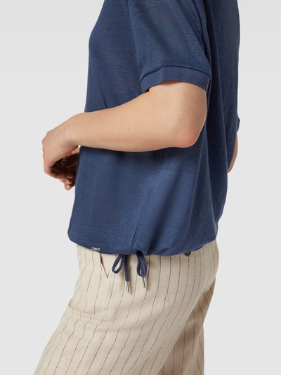 Brax T-shirt met labelapplicatie, model 'CANDICE' Marineblauw - 3