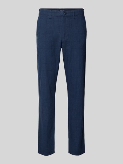Produktfoto, Hose aus Baumwoll-Leinen-Mix mit Glencheck-Muster von Christian Berg Men in Blau, Regular Fit, mit Gesäßtaschen und Bund.
