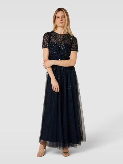 LACE & BEADS Abendkleid mit Paillettenbesatz Dunkelblau 4