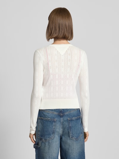 Tommy Jeans Slim fit cardigan van pointelle Offwhite - 5