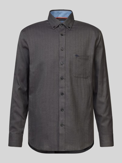 Fynch-Hatton Koszula casualowa z kołnierzykiem typu button down model ‘Herringbone’ Antracytowy 2