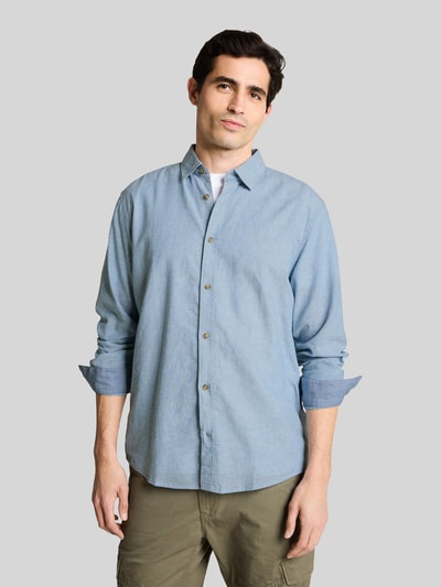 Tom Tailor Regular Fit Freizeithemd aus Leinen-Baumwolle-Mix Hellblau 4