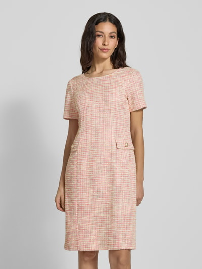 WHITE LABEL Knielanges Kleid mit Strukturmuster Pink 4