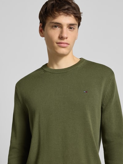 Tommy Jeans Regular fit gebreide pullover van zuiver katoen Olijfgroen - 3