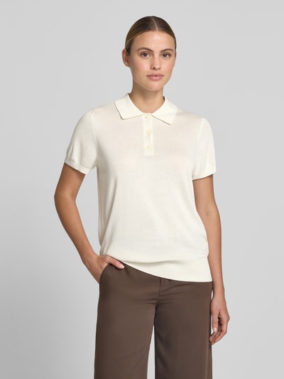 Calvin Klein Womenswear Slim Fit Poloshirt aus reiner Viskose Offwhite 4