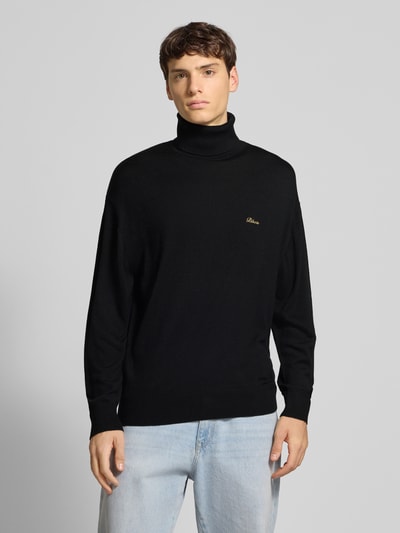 BLKVIS Golf z mieszanki wełny z wyhaftowanym logo Czarny 4