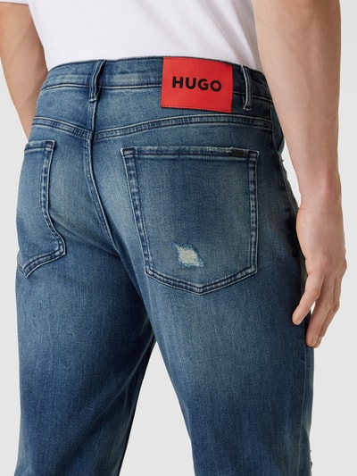 HUGO Slim fit jeans in destroyed-look Lichtblauw - 3