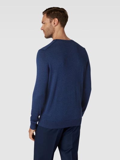 Christian Berg Men Pullover aus Woll-Mix Dunkelblau Melange 5