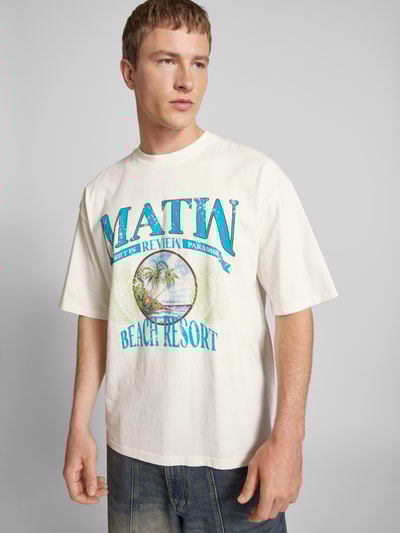 Review X MATW T-Shirt mit Label-Print Offwhite Melange 3