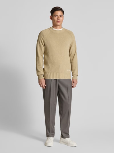 Les Deux Sweter z dzianiny z prążkowanymi wykończeniami Piaskowy 1