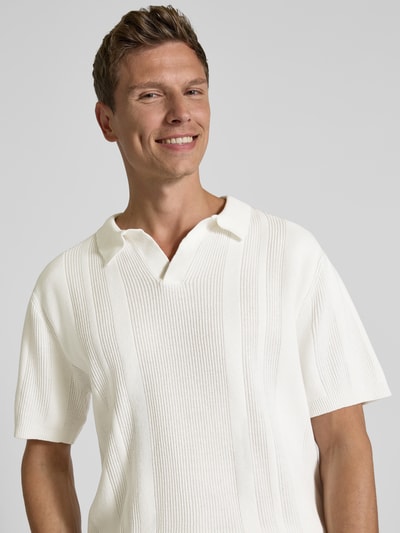 Lindbergh Oversized Poloshirt mit V-Ausschnitt Offwhite 3