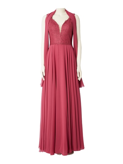 Luxuar Abendkleid mit Stickereien aus Effektgarn  Fuchsia 2