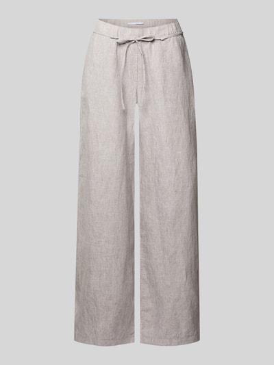 Produktfoto, Leinenhose mit Bindegürtel Modell 'Chiara Belt' von MAC in hellem Beige, Wide Leg, feine Struktur, pure Leinenoptik