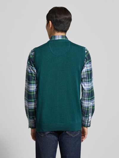 Christian Berg Men Pullunder mit Label-Stitching Metallic Gruen Melange 5