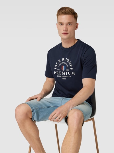JACK & JONES Premium T-Shirt mit Label-Print Modell 'WILL' Marine 3