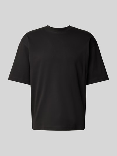 JAKE*S STUDIO MEN T-Shirt mit geripptem Rundhalsausschnitt Black 2