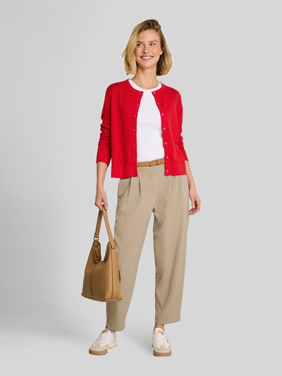 Tom Tailor Regular Fit Strickjacke aus Baumwoll-Mix mit Seiden-Anteil Rot 1