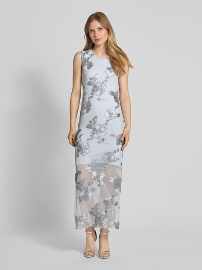 YAS Avondjurk met ronde hals, model 'FLOREE' Lichtblauw - 4