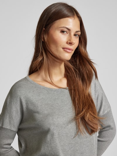 FREE/QUENT Gebreide pullover met ronde hals, model 'JONE' Middengrijs gemêleerd - 3