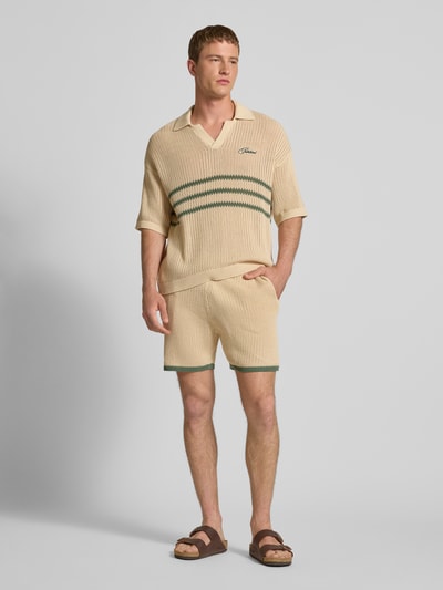 PROHIBITED Gebreid shirt met polokraag en labelstitching Offwhite - 1