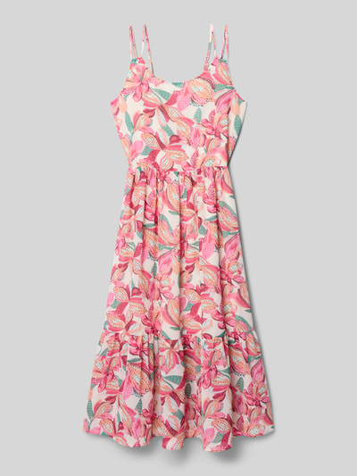 Produktfoto, Tailliertes Freizeitkleid mit floral Muster von s.Oliver RED LABEL, mehrfarbig, Chiffon, Mini-Länge, Allover-Muster, Raffung, schmale Träger