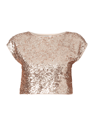 Jake*s Cocktail Crop-Shirt mit Pailletten-Besatz Metallic Rosa Melange 2