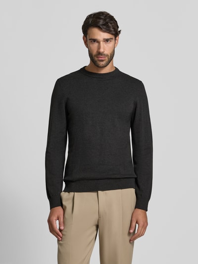 MCNEAL Strickpullover aus Baumwoll-Kaschmir-Mix mit Rundhalsausschnitt Dunkelgrau Melange 4