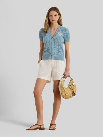 Lauren Ralph Lauren kardigan rozpinany w kroju regular fit z krótkim rękawem z czystej bawełny Jasnoniebieski 1