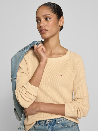 Tommy Hilfiger Regular fit gebreide pullover van zuiver katoen Zand - 3