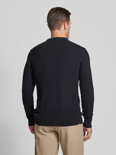 Casual Friday Gebreide pullover met structuurmotief, model 'Karl' Marineblauw - 5